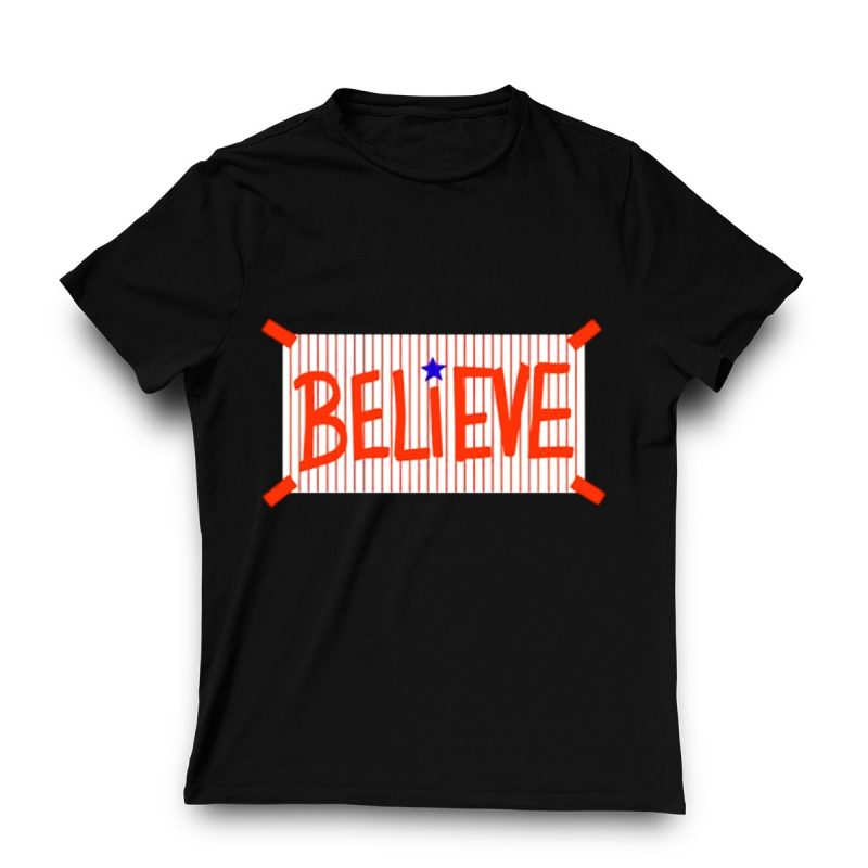 Philadelphia Phillies Believe Star Red Stripes Fan T-Shirt - Image 3