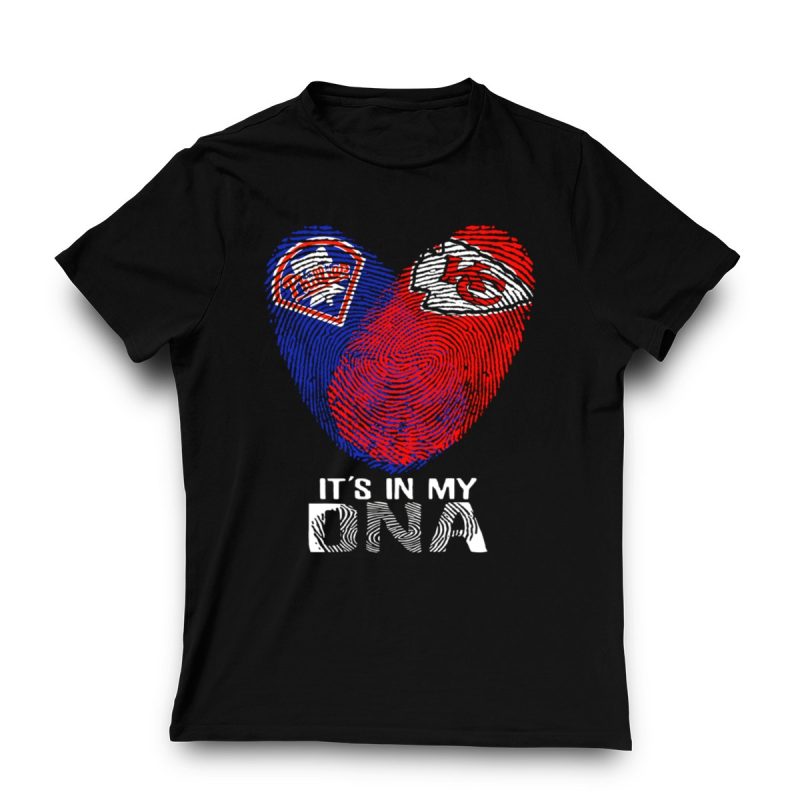 Philadelphia Phillies Chiefs DNA Fingerprint Heart Graphic T-Shirt - Image 3