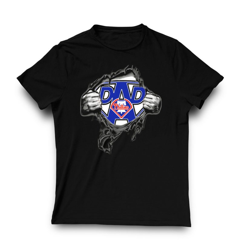 Philadelphia Phillies Dad Superhero Emblem T-Shirt for Proud Fans - Image 3