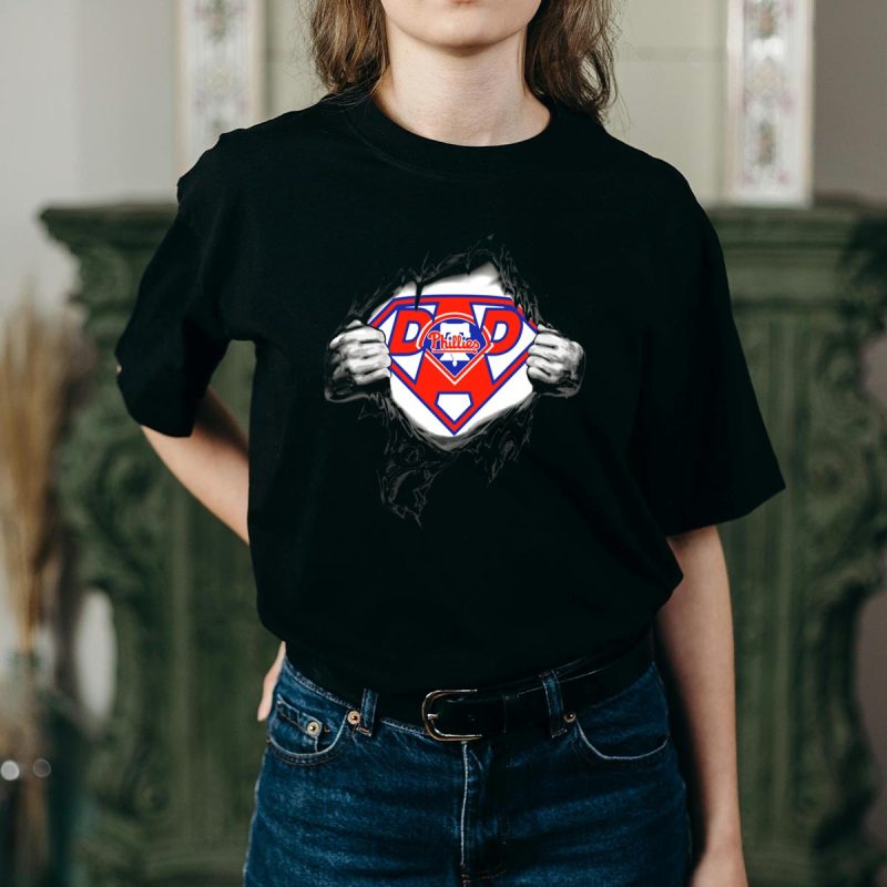 Philadelphia Phillies Superhero Logo T-Shirt for Proud Dads - Image 2
