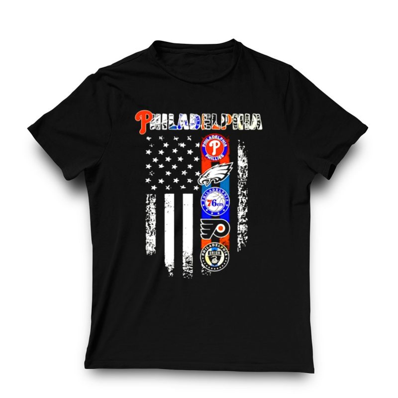 Philadelphia Sports Team American Flag T-Shirt - Phillies, Eagles, 76ers, Flyers, Union - Image 3