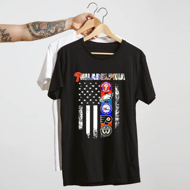 Philadelphia Sports Team American Flag T-Shirt - Phillies, Eagles, 76ers, Flyers, Union - Image 4