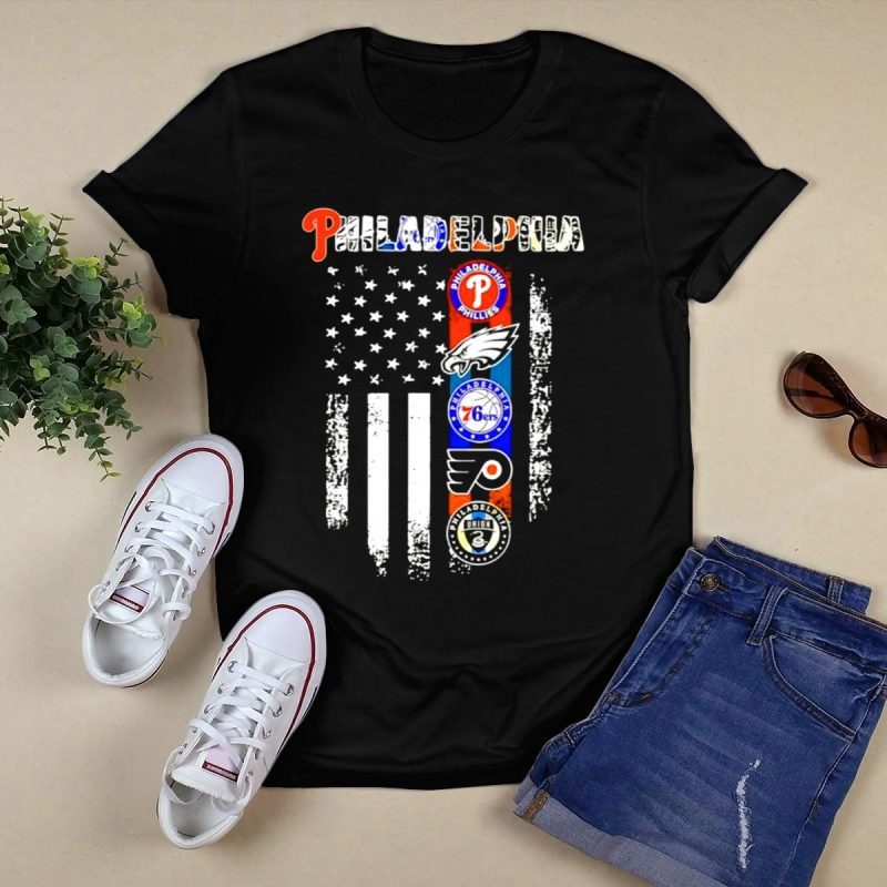 Philadelphia Sports Team American Flag T-Shirt - Phillies, Eagles, 76ers, Flyers, Union - Image 5