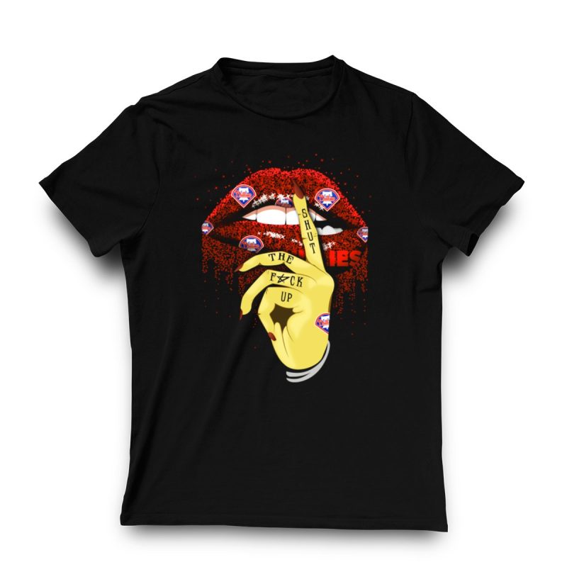 Philadelphia Phillies Glitter Lip Shut Up T-Shirt for Baseball Fans - Image 3