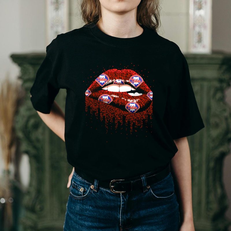 Philadelphia Phillies Glitter Lips T-Shirt for Fans - Stylish and Fun Design - Image 2