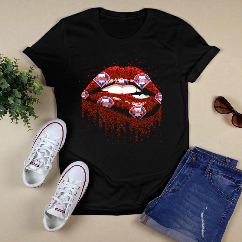 Philadelphia Phillies Glitter Lips T-Shirt for Fans - Stylish and Fun Design - Image 5