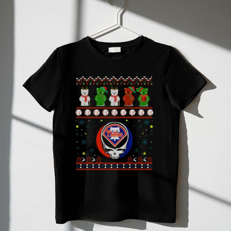 Philadelphia Phillies Grateful Dead Bears Winter Baseball T-Shirt