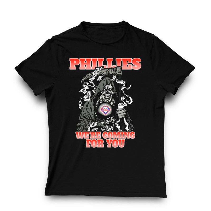 Bold Philadelphia Phillies Grim Reaper Graphic T-Shirt for Die-Hard Fans - Image 3