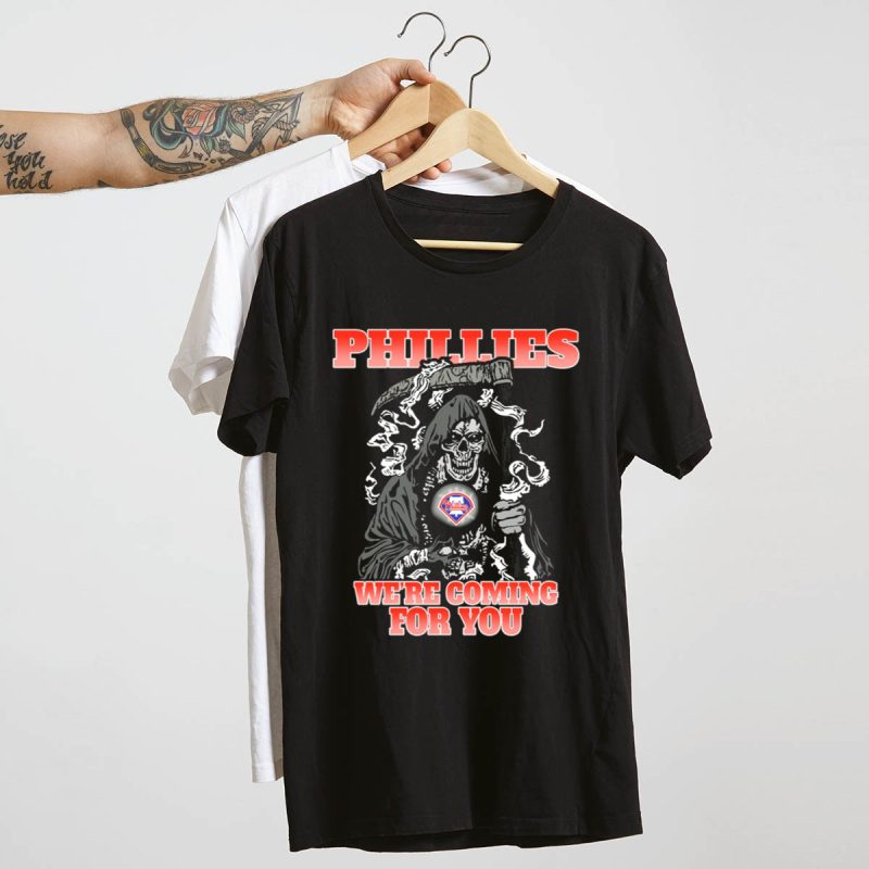 Bold Philadelphia Phillies Grim Reaper Graphic T-Shirt for Die-Hard Fans - Image 4