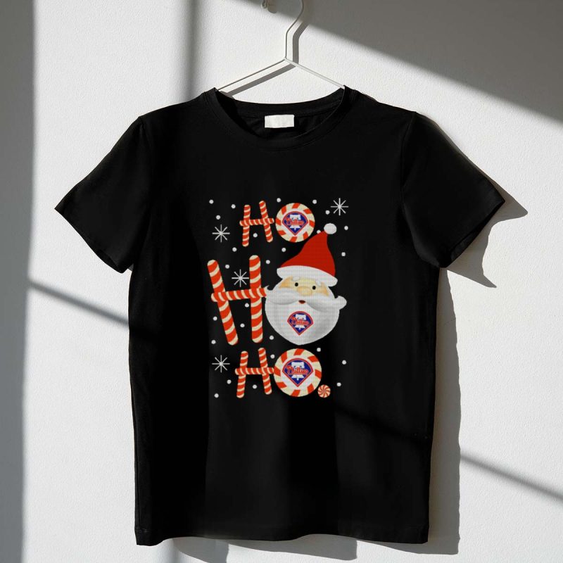 Philadelphia Phillies Christmas Santa Candy Cane T-Shirt for Fans