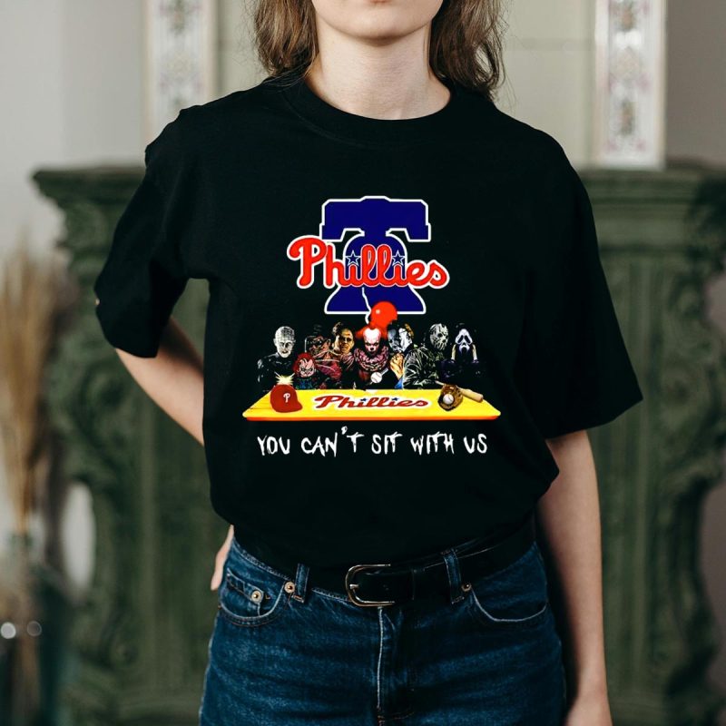 Philadelphia Phillies 'You Can't Sit With Us' Horror Characters T-Shirt - Image 2