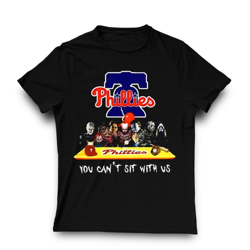 Philadelphia Phillies 'You Can't Sit With Us' Horror Characters T-Shirt - Image 3