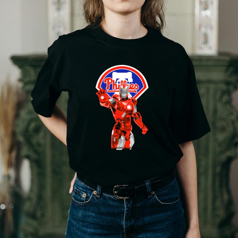 Philadelphia Phillies Iron Man Superhero Fusion Graphic T-Shirt for Fans - Image 2