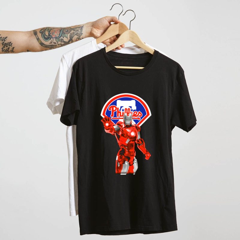 Philadelphia Phillies Iron Man Superhero Fusion Graphic T-Shirt for Fans - Image 4