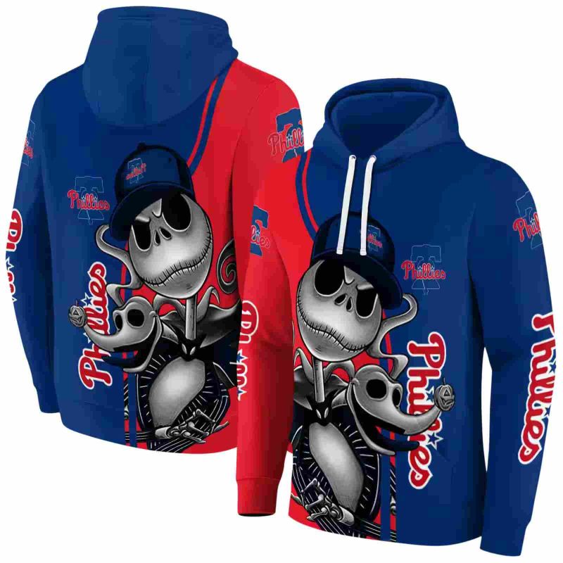 Philadelphia Phillies Jack Skellington and Zero AOP Hoodie 1