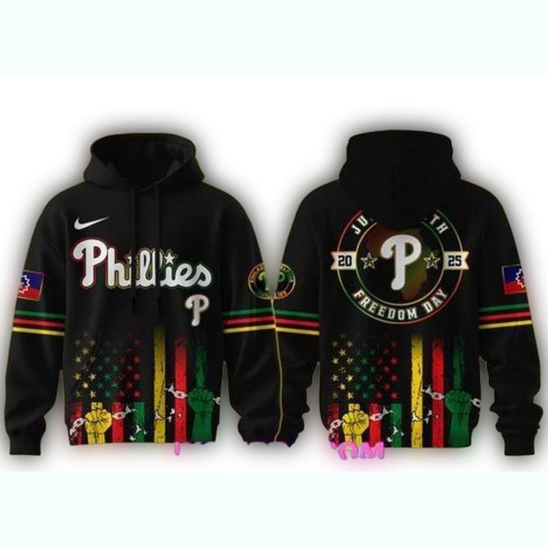 Philadelphia Phillies Juneteenth All Over Print Hoodie for Fans