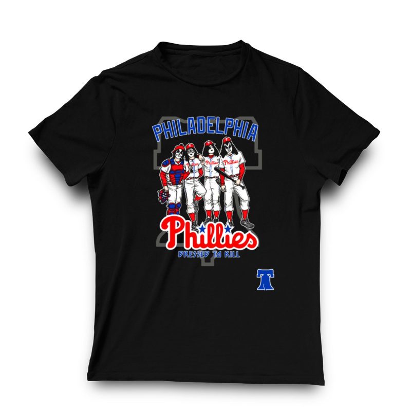 KISS Dressed to Kill Comic Mashup Philadelphia Phillies T-Shirt for Fans - Image 3