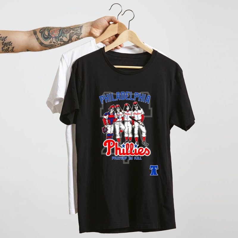 KISS Dressed to Kill Comic Mashup Philadelphia Phillies T-Shirt for Fans - Image 4