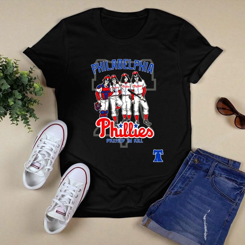 KISS Dressed to Kill Comic Mashup Philadelphia Phillies T-Shirt for Fans - Image 5