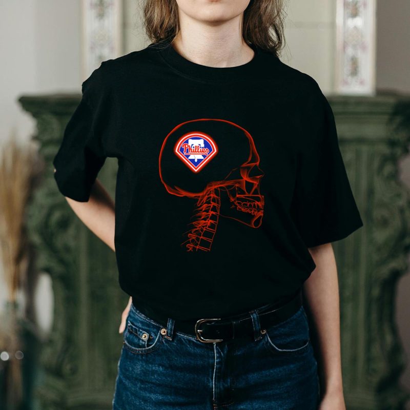 Philadelphia Phillies Mind Skull T-Shirt – Eye-Catching Logo Design - Image 2