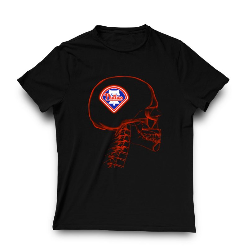 Philadelphia Phillies Mind Skull T-Shirt – Eye-Catching Logo Design - Image 3