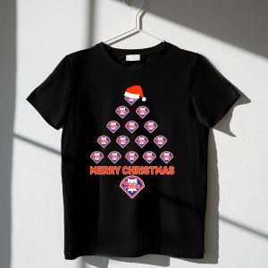 Philadelphia Phillies Santa Hat Christmas Tree T-Shirt for Fans