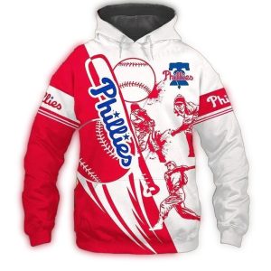 Vintage Philadelphia Phillies Baseball Hoodie with All-Over Print Design