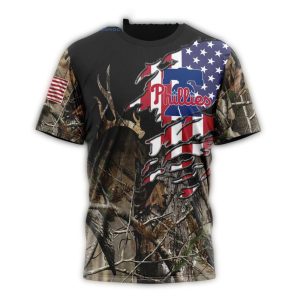 Custom Philadelphia Phillies Camo Realtree All-Over Print T-Shirt