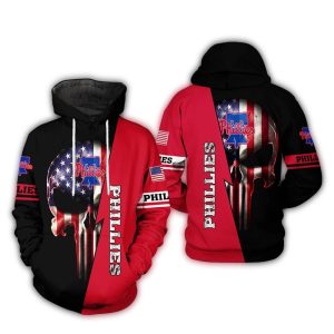 Skull Punisher Flag All Over Print Hoodie for Philadelphia Phillies Fans