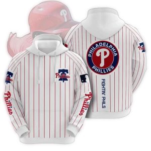 Philadelphia Phillies Striped Print Hoodie for Fans and Sports Lovers