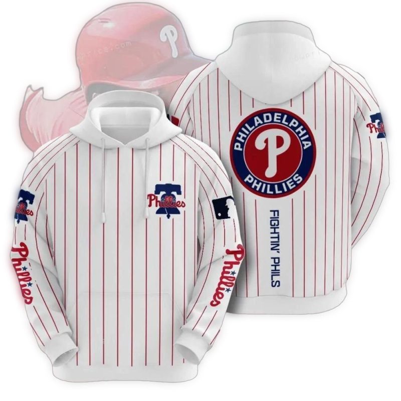 Philadelphia Phillies Striped Print Hoodie for Fans and Sports Lovers