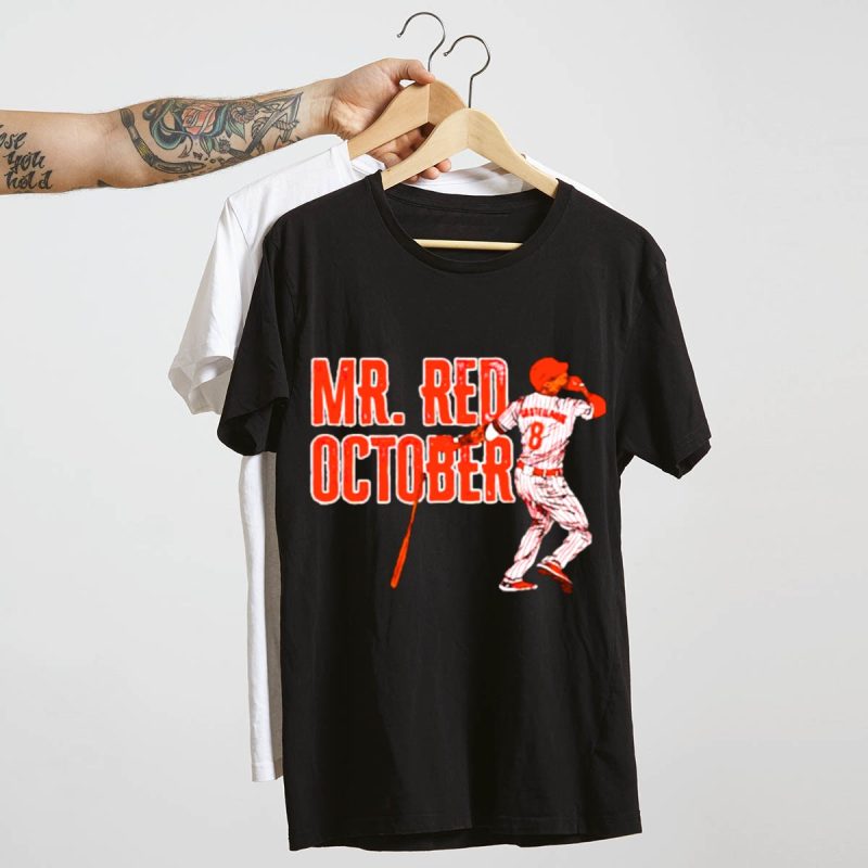 Mr Red October Philadelphia Phillies #8 Player T-Shirt for Fans - Image 4