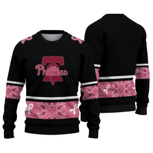 Philadelphia Phillies Pink Ribbon Black Pink Ugly Sweater