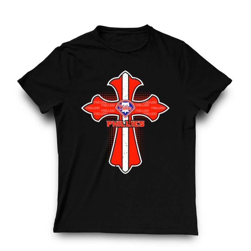 Philadelphia Phillies Red T-Shirt with White Stripe and Cross Logo - Image 3
