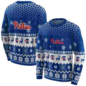 Philadelphia Phillies Reindeer Motif All Over Print Sweatshirt
