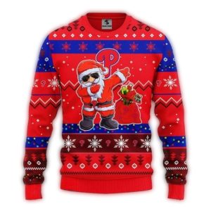 Philadelphia Phillies Christmas Ugly Sweater with Santa Dabbing Design