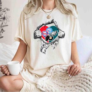 Philadelphia Phillies Sixers Eagles Flyers Heart Graphic Tee for Fans