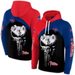 Philadelphia Phillies Skull Punisher All Over Print Hoodie
