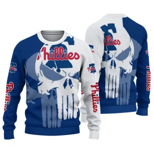 Philadelphia Phillies Skull Punisher Split Ugly Sweater
