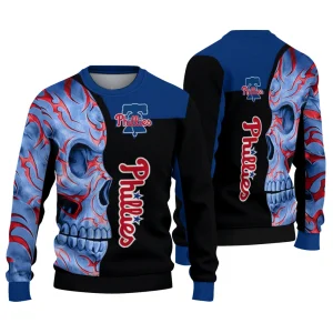 Philadelphia Phillies Skull Swirl Ugly Sweater