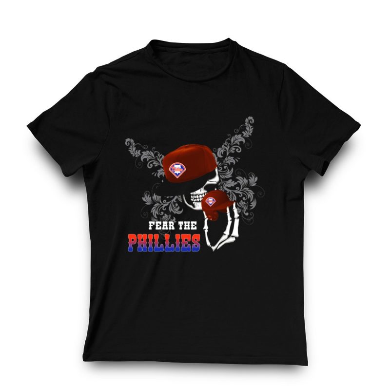 Philadelphia Phillies 'Fear The Phillies' Skull Cap T-Shirt - Image 3
