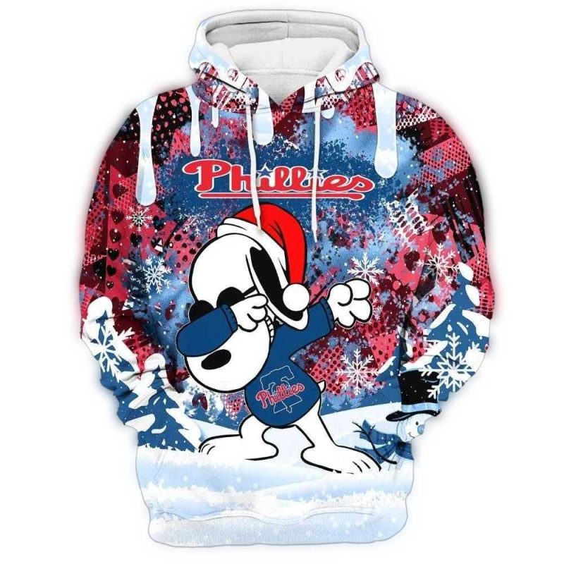 Philadelphia Phillies Snoopy Dabbing Peanuts All-Over Print Hoodie - Image 2