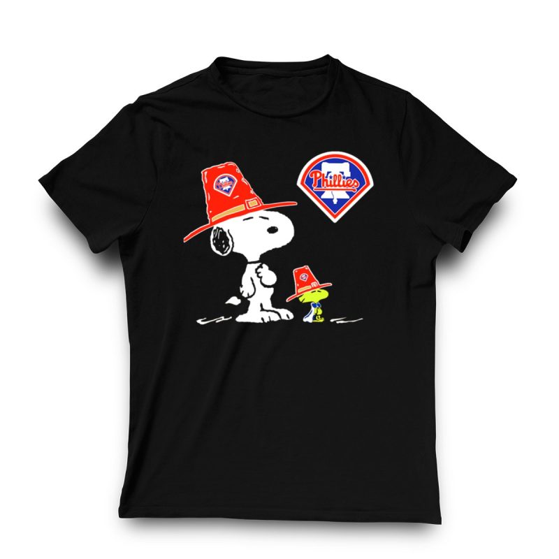 Philadelphia Phillies Snoopy & Woodstock Graphic T-Shirt with Logo - Image 3