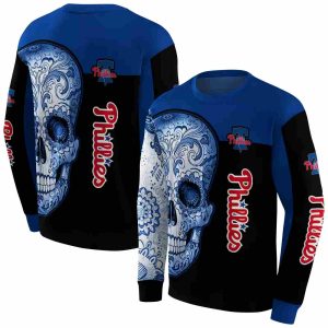 Philadelphia Phillies Sugar Skull All Over Print Sweatshirt