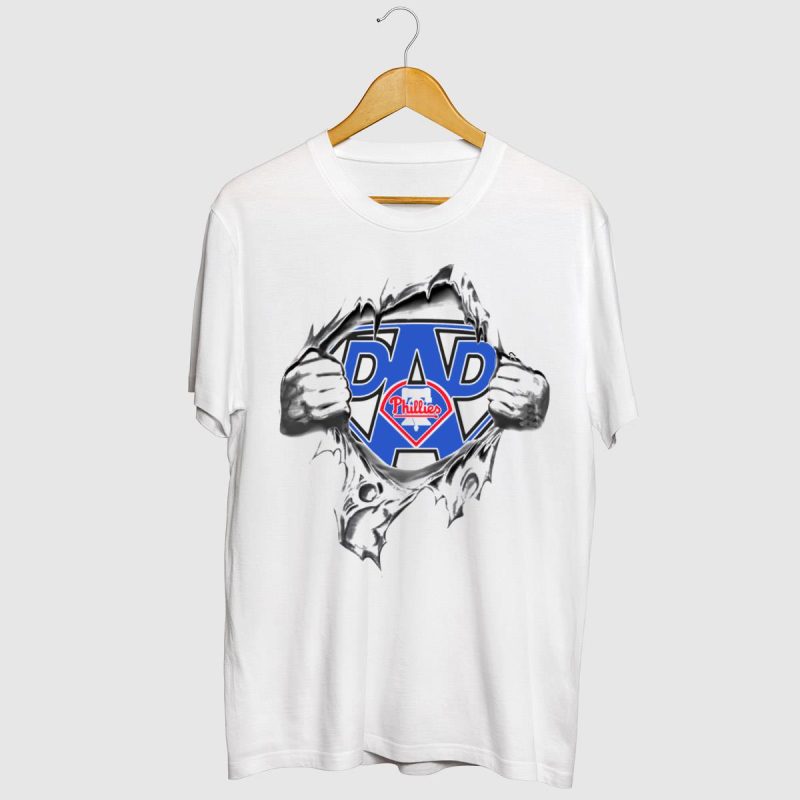 Super Dad Hero T-Shirt | Philadelphia Phillies Fan Merchandise - Image 2