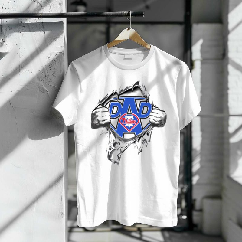 Super Dad Hero T-Shirt | Philadelphia Phillies Fan Merchandise - Image 3