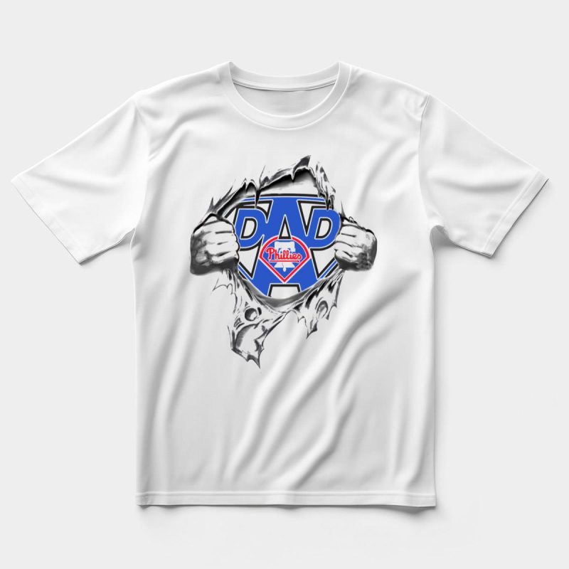 Super Dad Hero T-Shirt | Philadelphia Phillies Fan Merchandise - Image 5