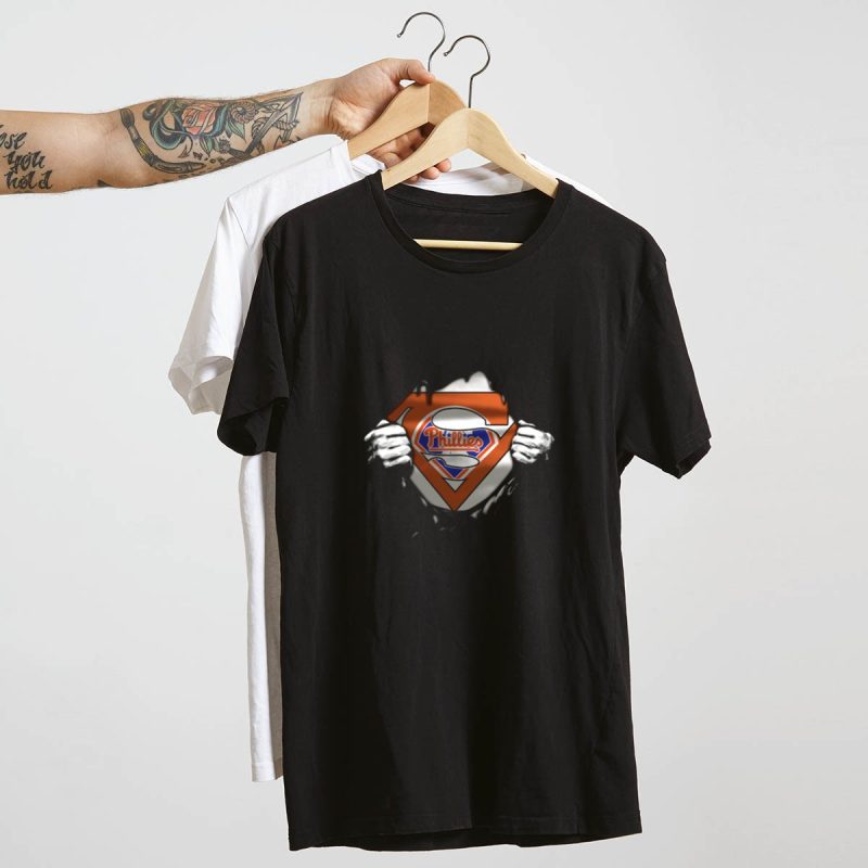 Philadelphia Phillies Superman Logo T-Shirt - Iconic Fan Emblem Design - Image 4