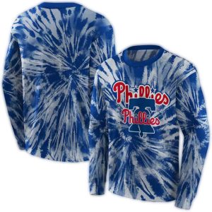 Philadelphia Phillies Tie Dye Pattern All Over Print Sweatshirt
