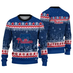 Philadelphia Phillies Tree Pattern Ugly Sweater